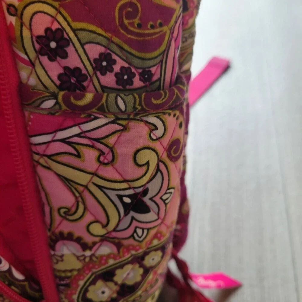 Vera Bradley Pink Paisley Quilted Daypack with Floral Trim